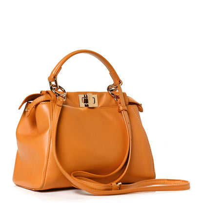 Fendi Nappa Mini Peekaboo Iconic Satchel Giallo Syrup 2 of 11