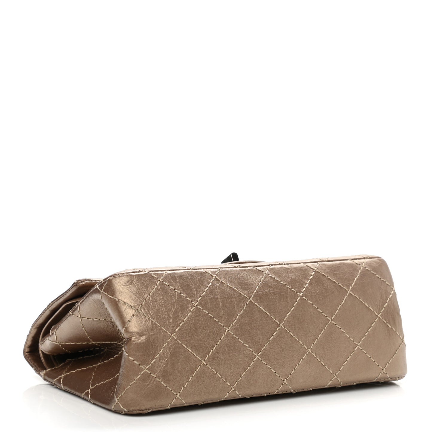 Aged Calfskin Quilted 2.55 Reissue 224 Flap Dark Gold