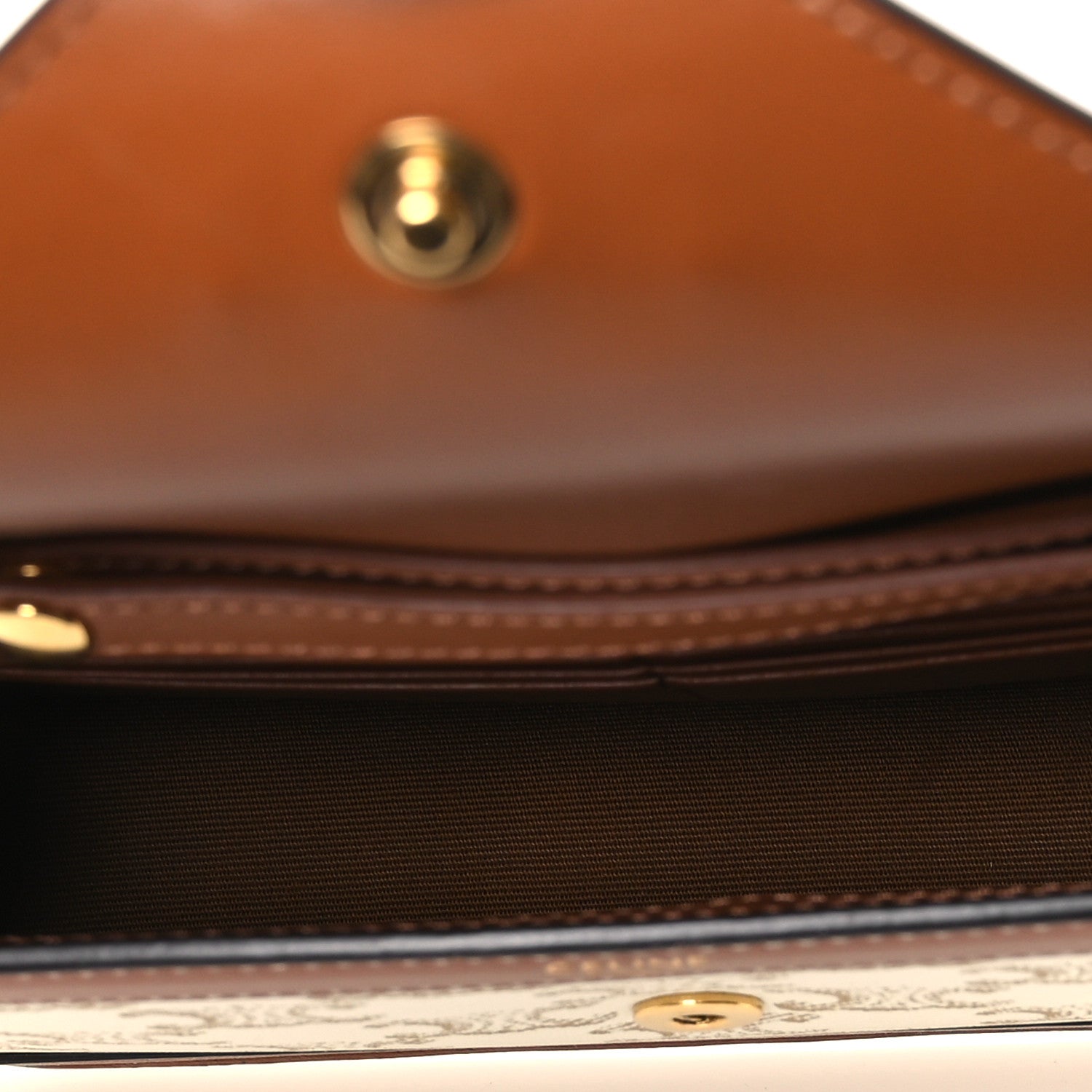 Celine Triomphe Canvas Calfskin Maillon Wallet on Chain White 5 of 12