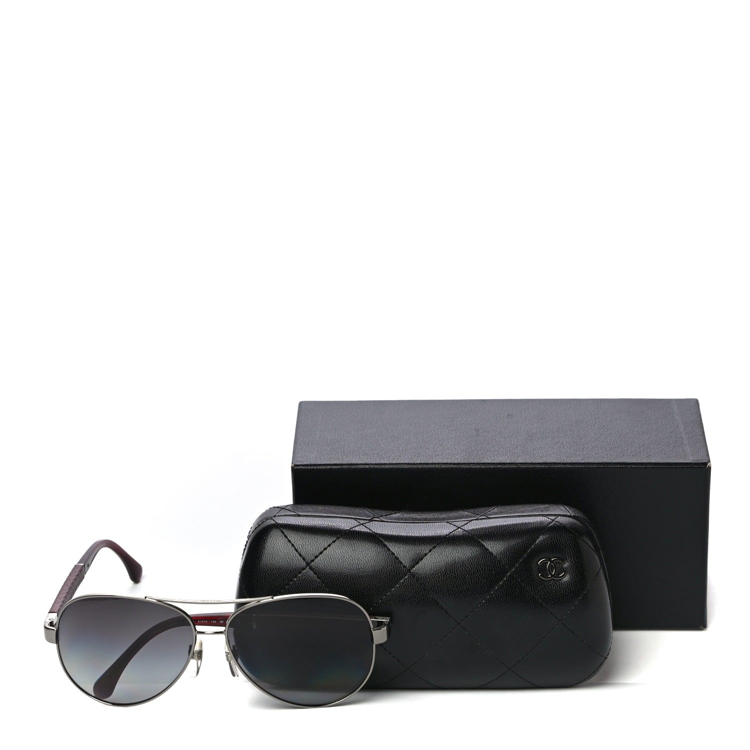 Chanel Lambskin Quilted CC Aviator Sunglasses 4195-Q Burgundy 7 of 7