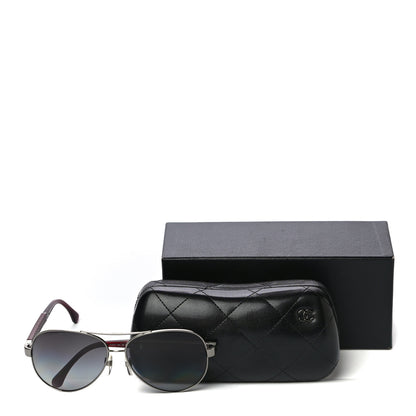 Chanel Lambskin Quilted CC Aviator Sunglasses 4195-Q Burgundy 7 of 7