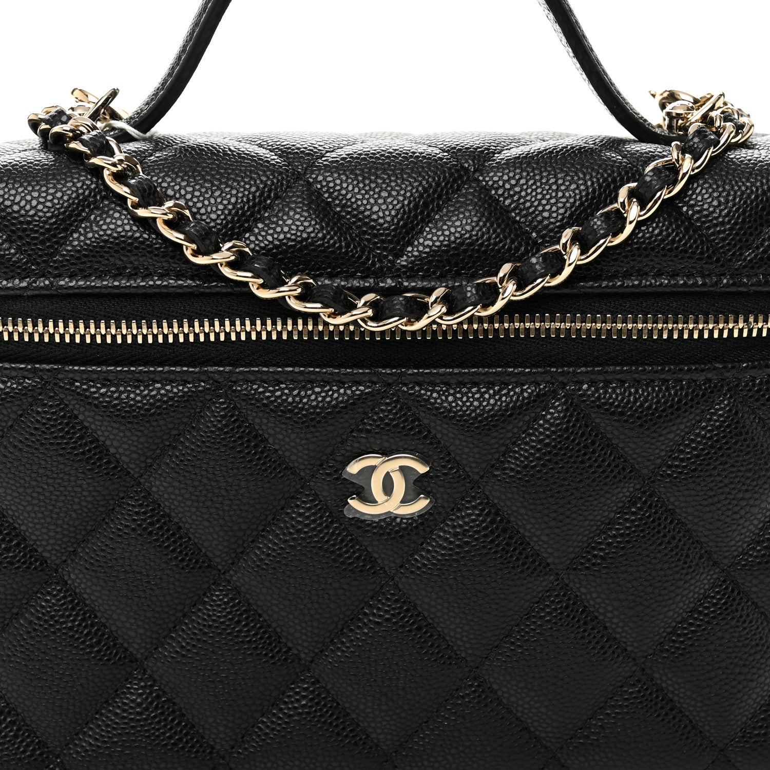 Chanel Caviar Quilted Top Handle Slim Vanity With Chain Black 8 of 11