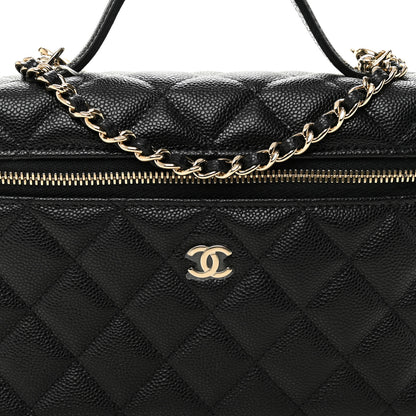 Chanel Caviar Quilted Top Handle Slim Vanity With Chain Black 8 of 11