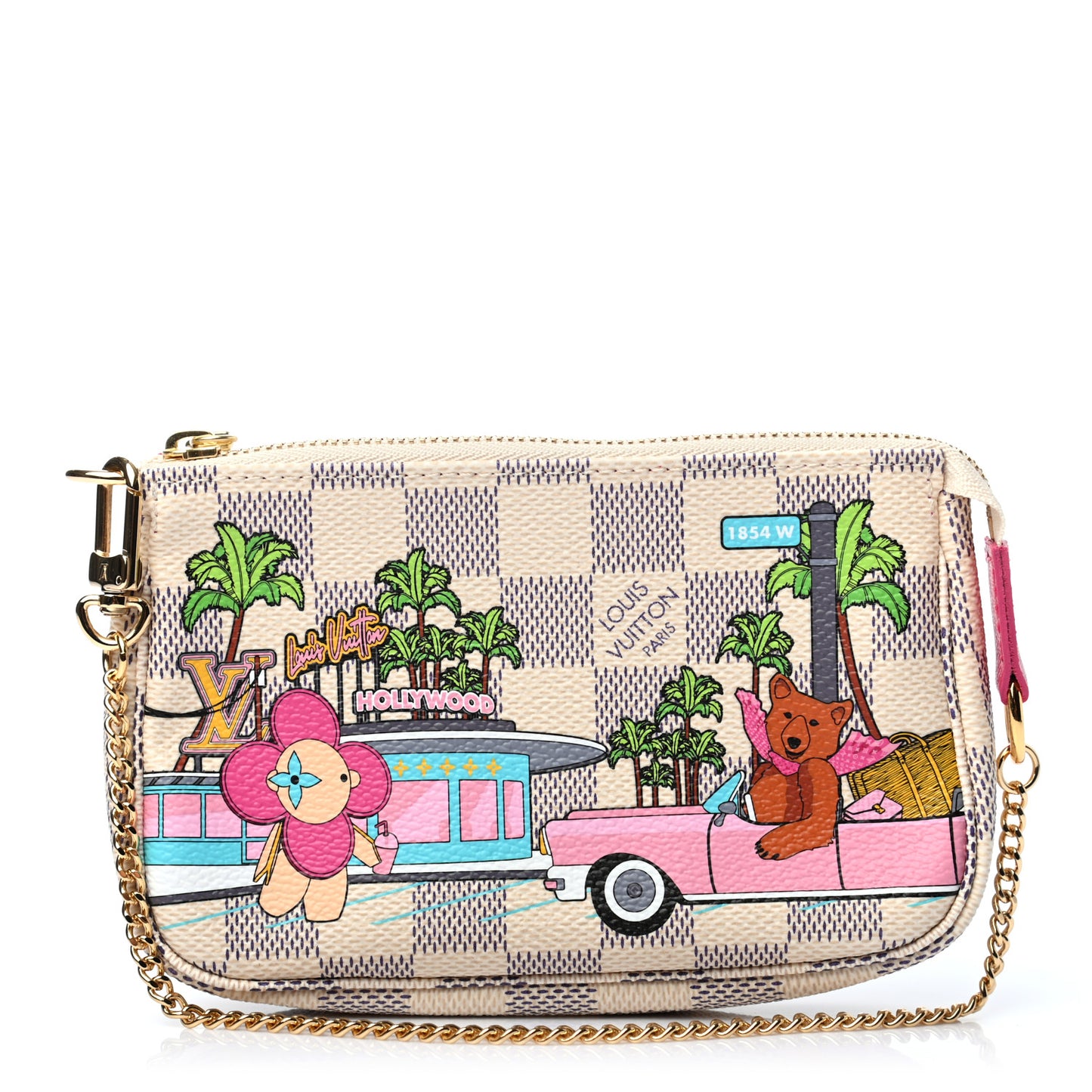 Damier Azur 2021 Christmas Animation Hollywood Mini Pochette Accessories Fuchsia