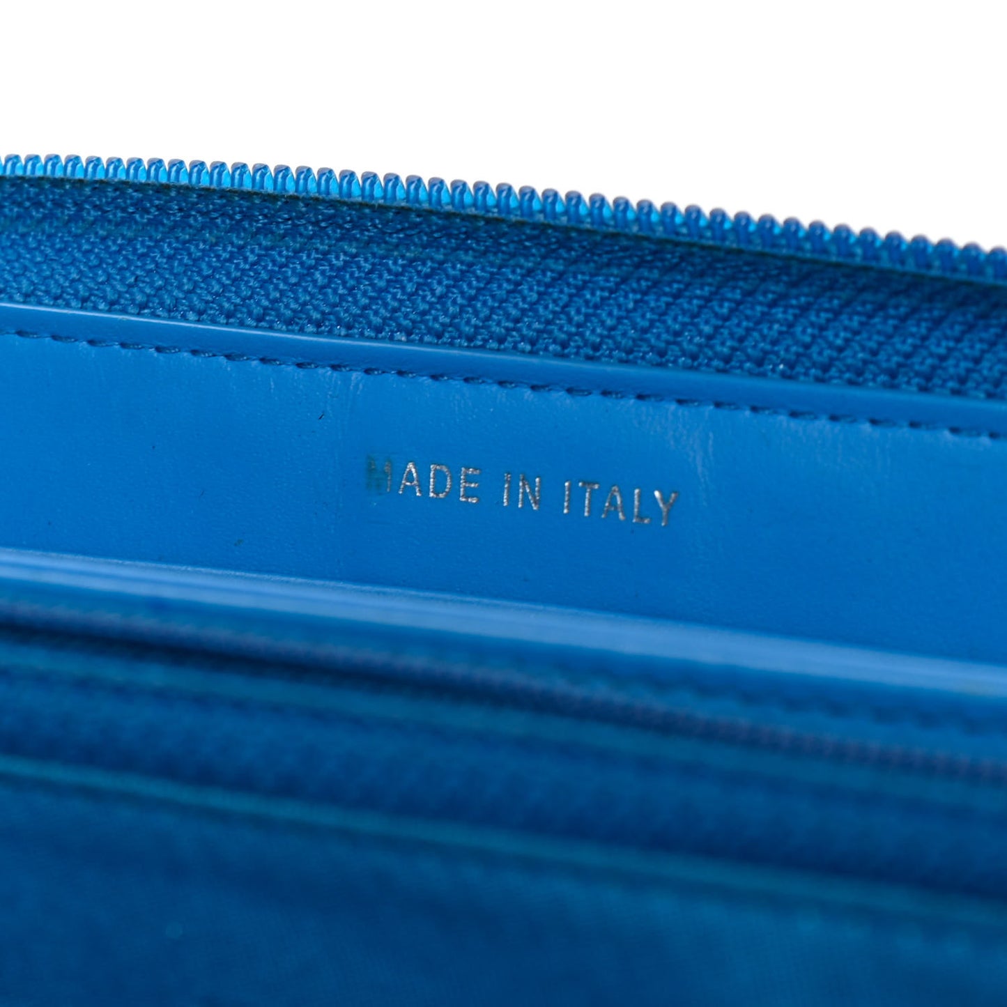 Patent Quilted Boy Zip Around Wallet Light Blue