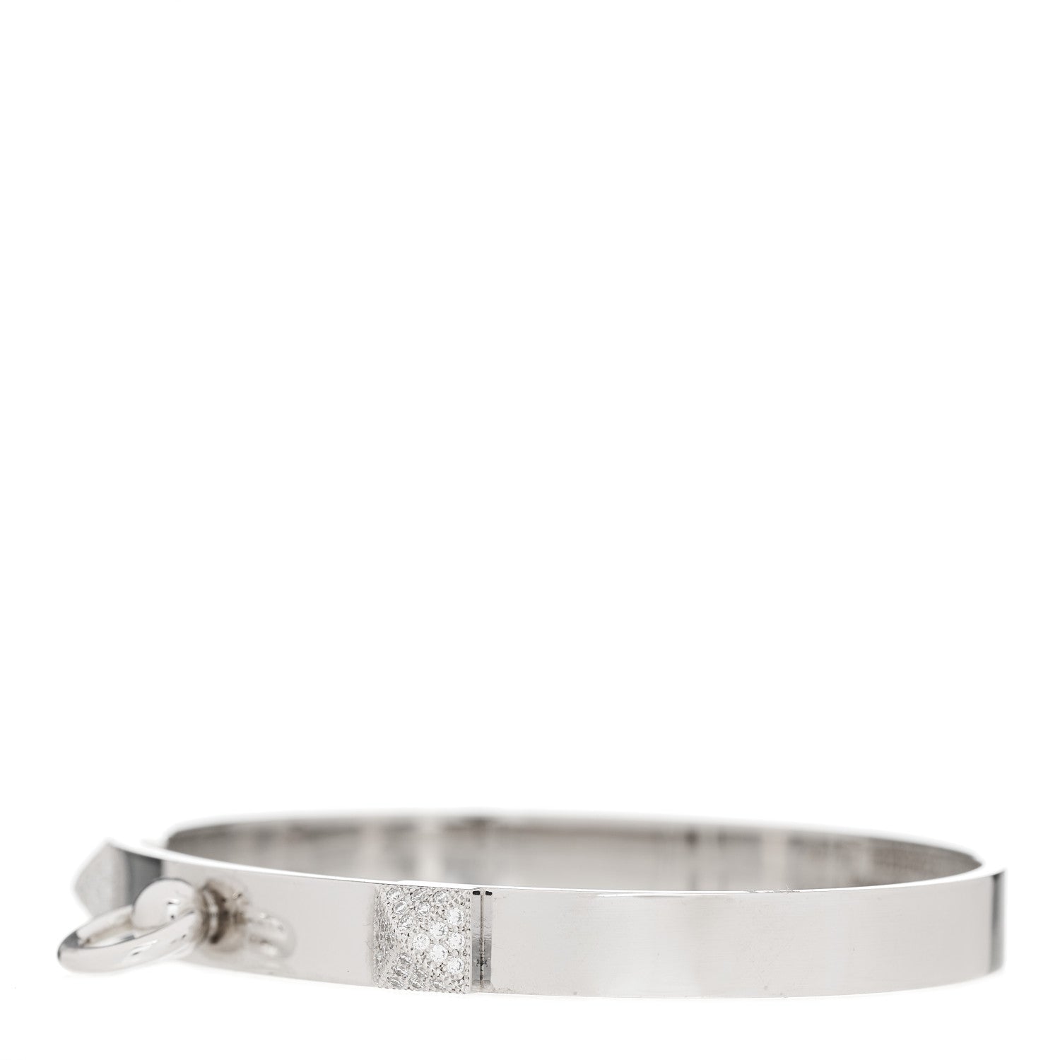 Hermes 18K White Gold Diamond PM Collier De Chien Bracelet SH 2 of 4
