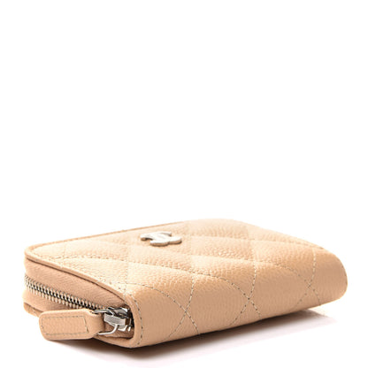 Chanel Caviar Quilted Zip Around Coin Purse Beige 4 of 9