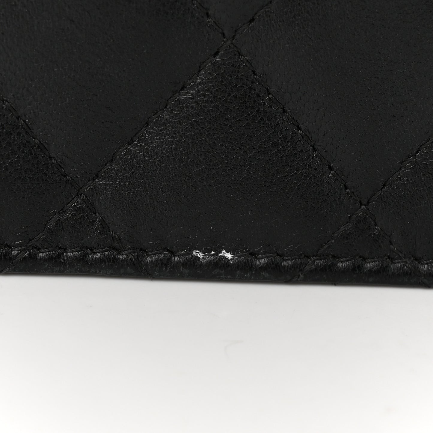Lambskin Quilted Square Wallet On Chain WOC Black