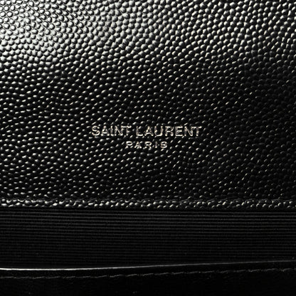 Saint Laurent Grain De Poudre Textured Mixed Matelasse Triquilt Medium Monogram Satchel Black 6 of 11