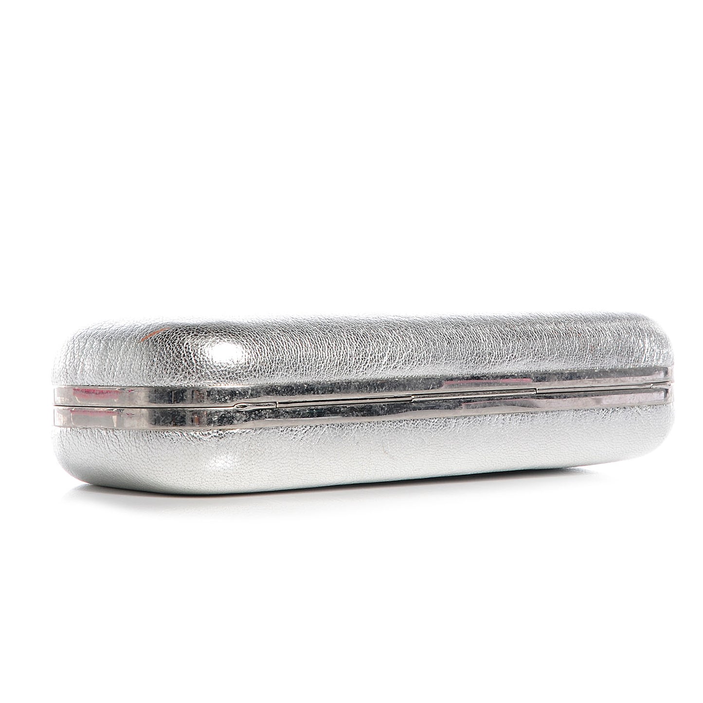 Tarnished Nappa Knuckle Box Clutch Metallic Silver