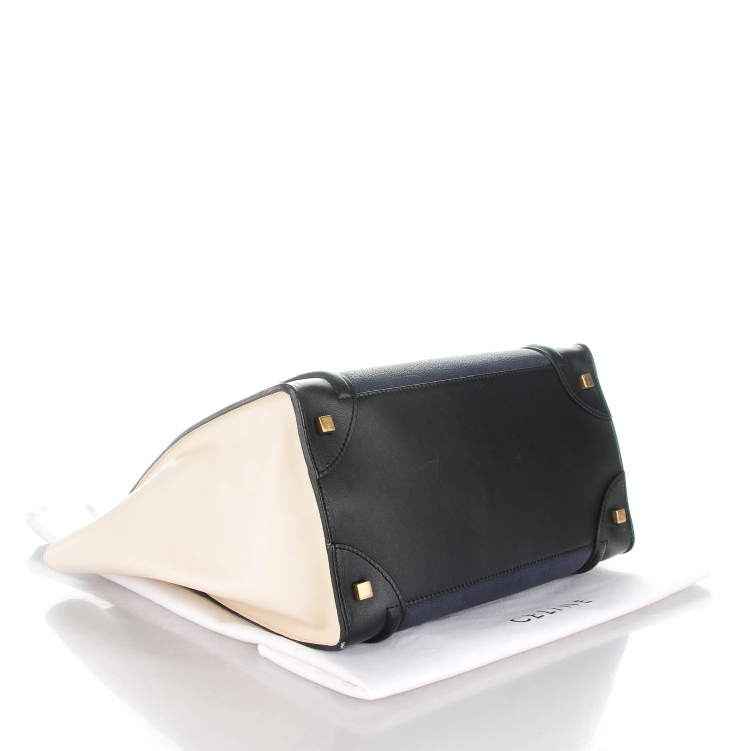 Celine Velluto Calfskin Mini Tri-Color Luggage Navy 4 of 8