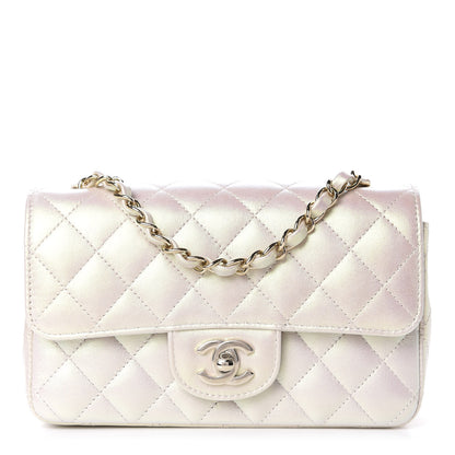 Chanel Iridescent Lambskin Quilted Mini Rectangular Flap Ivory 1 of 11