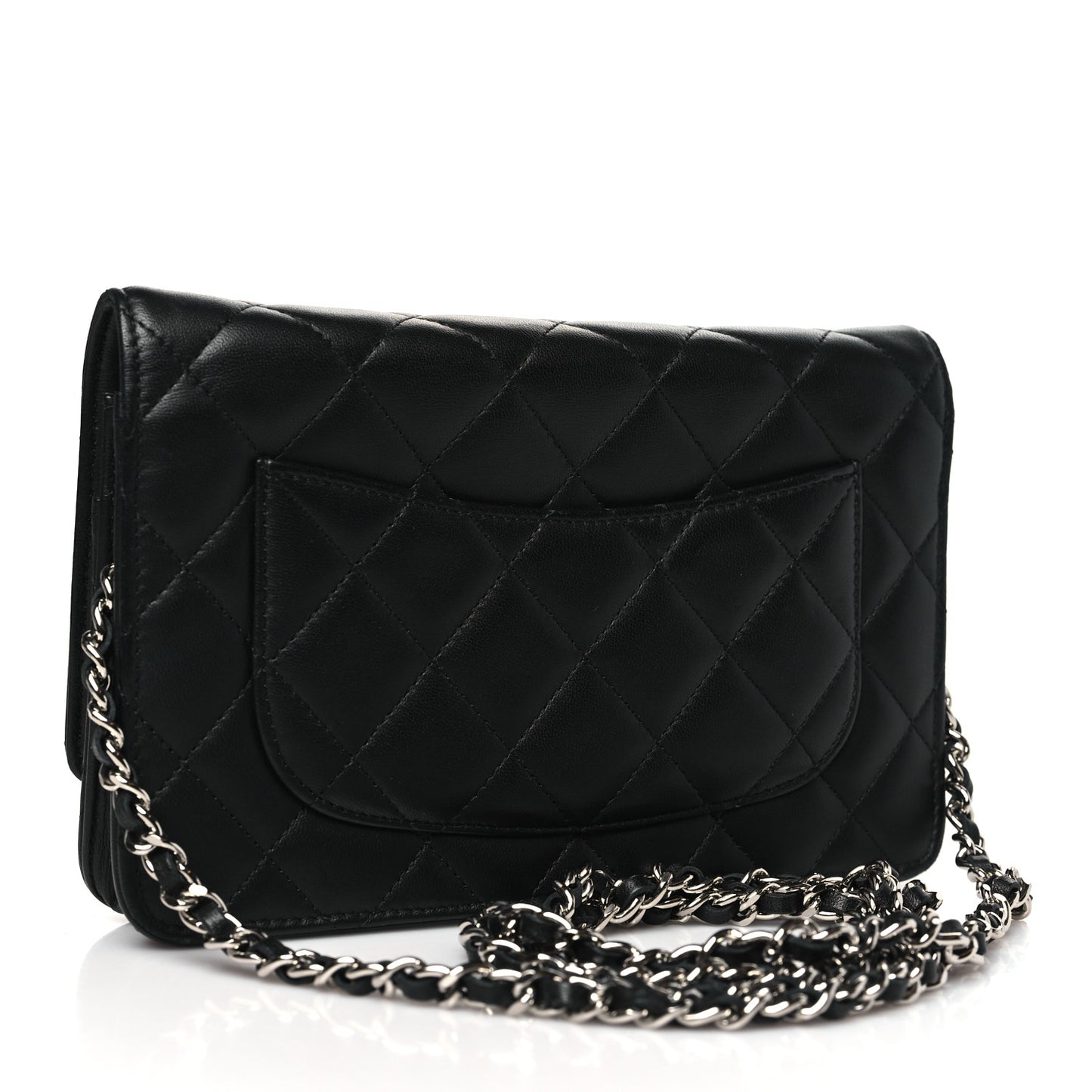 Lambskin Quilted Wallet On Chain WOC Black