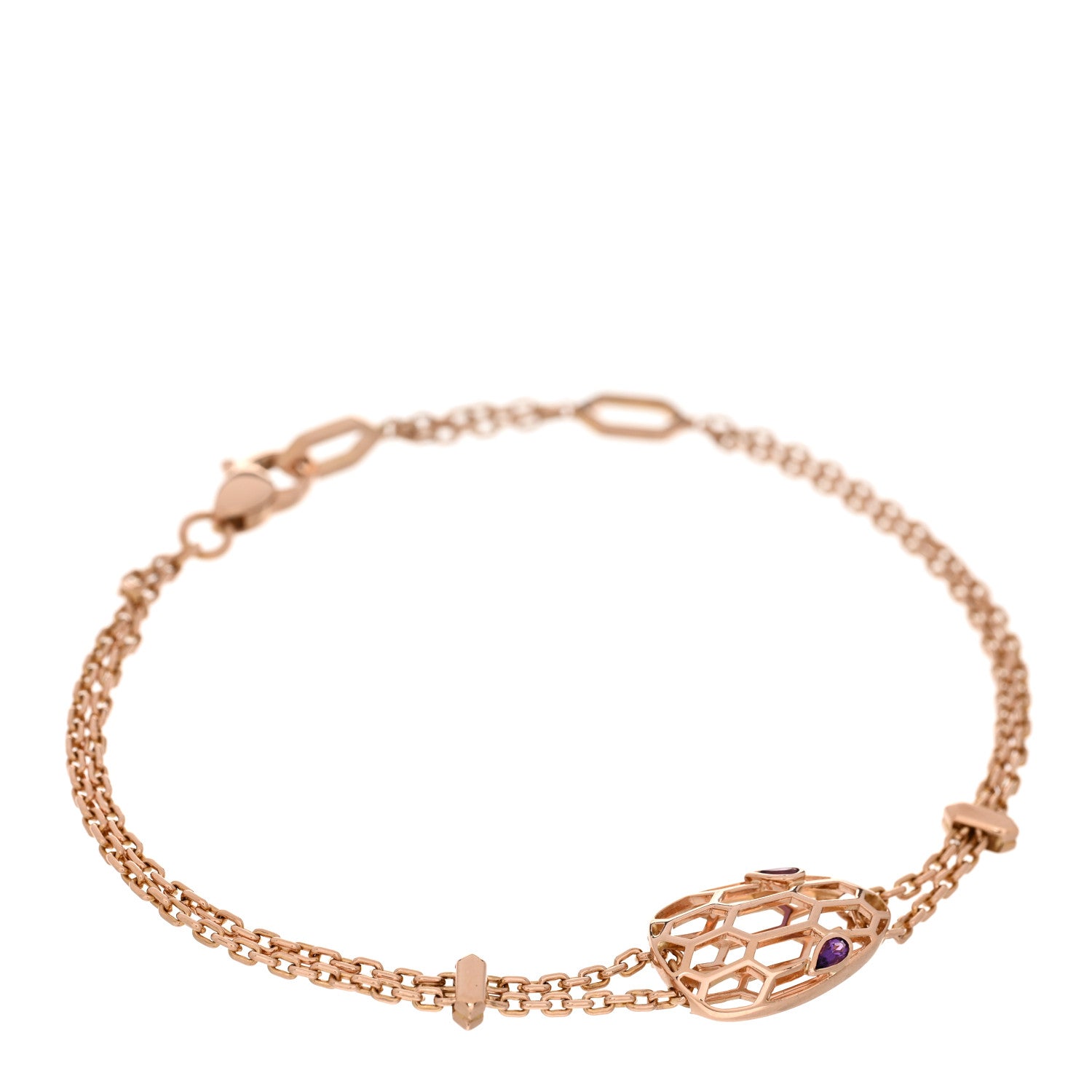 Bulgari 18K Rose Gold Amethyst Serpenti Seduttori Bracelet ML 1 of 3