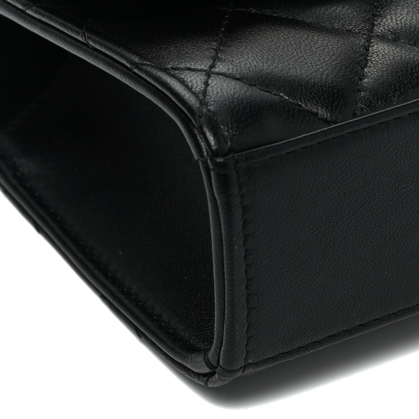 Lambskin Quilted Mini Trendy CC Chain Wallet Black