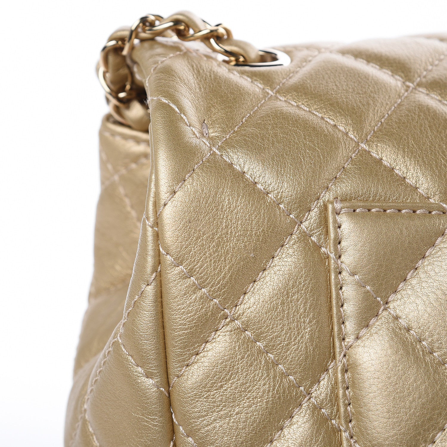 Chanel Metallic Calfskin Quilted Small XXL Travel Flap Bag Gold 9 of 9