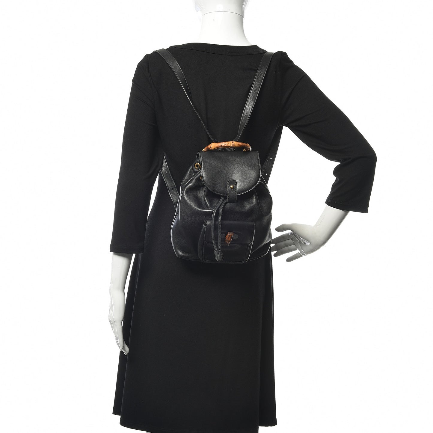 Calfskin Bamboo Backpack Black