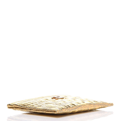 Chanel Metallic Calfskin Crocodile Embossed Cocodile Card Holder Gold 4 of 9