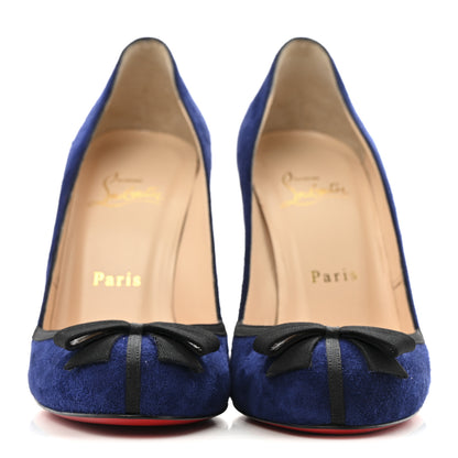 Christian Louboutin Suede Grosgrain Lavalliere 100 Pumps 37.5 Indigo Black 3 of 11