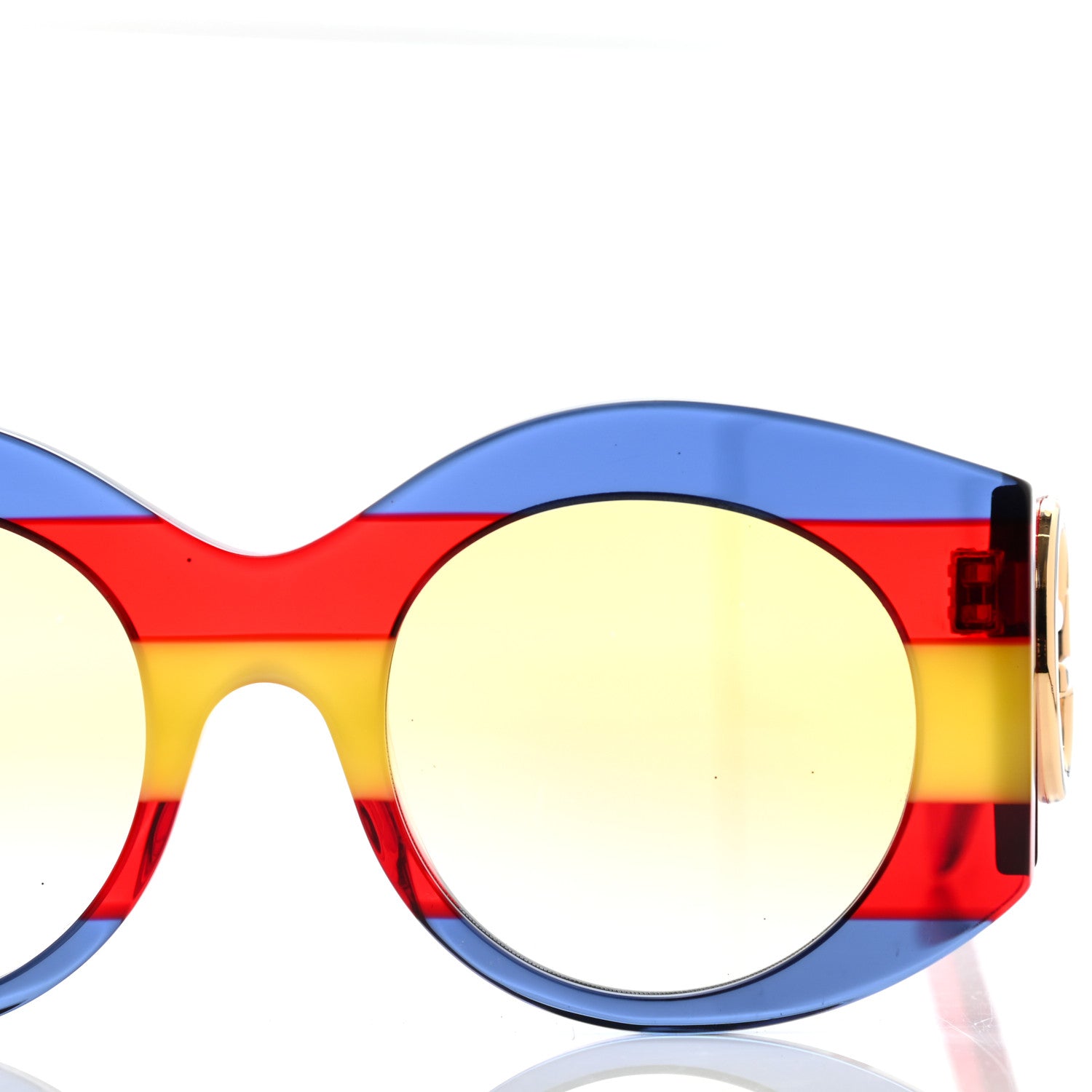 Gucci Acetate Round Frame Sunglasses GG0177S Blue Red Yellow 8 of 12