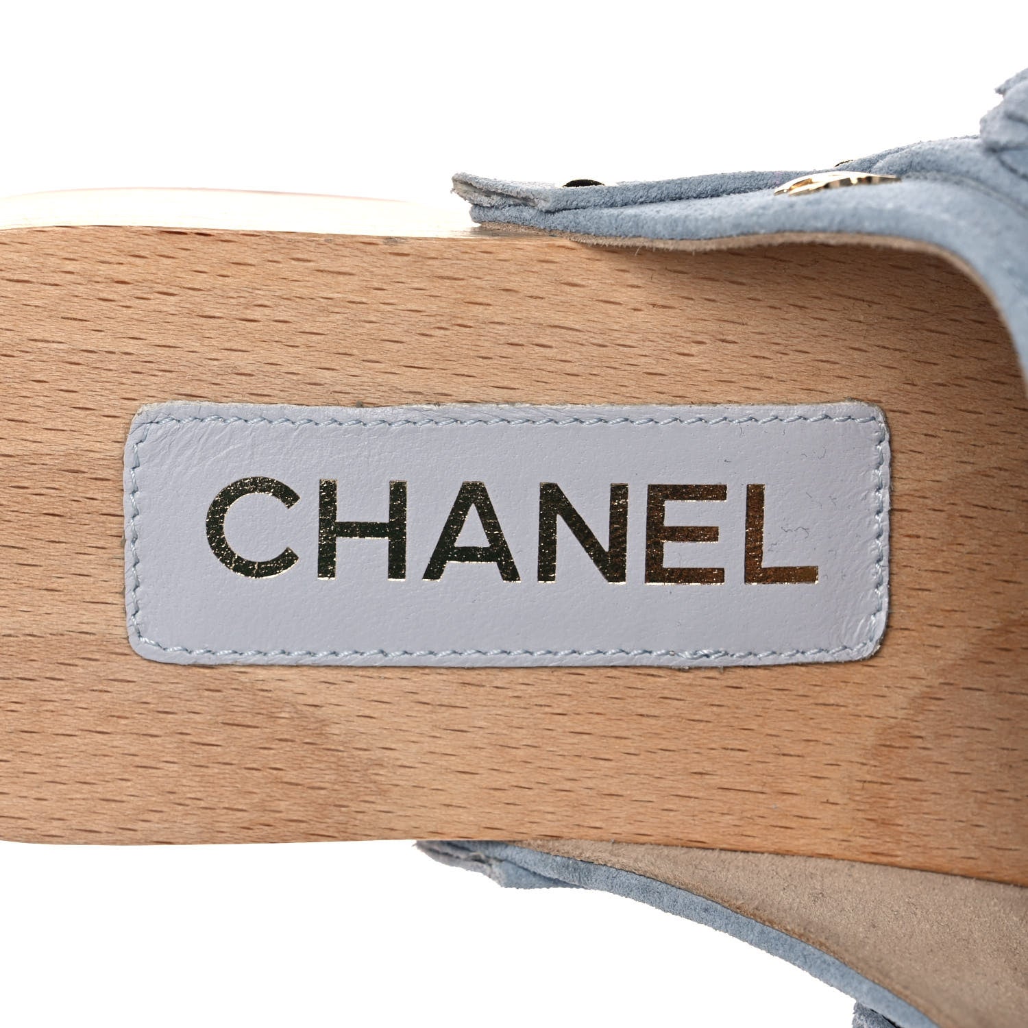 Chanel Suede Calfskin Camellia Mules 36 Light Blue 7 of 8