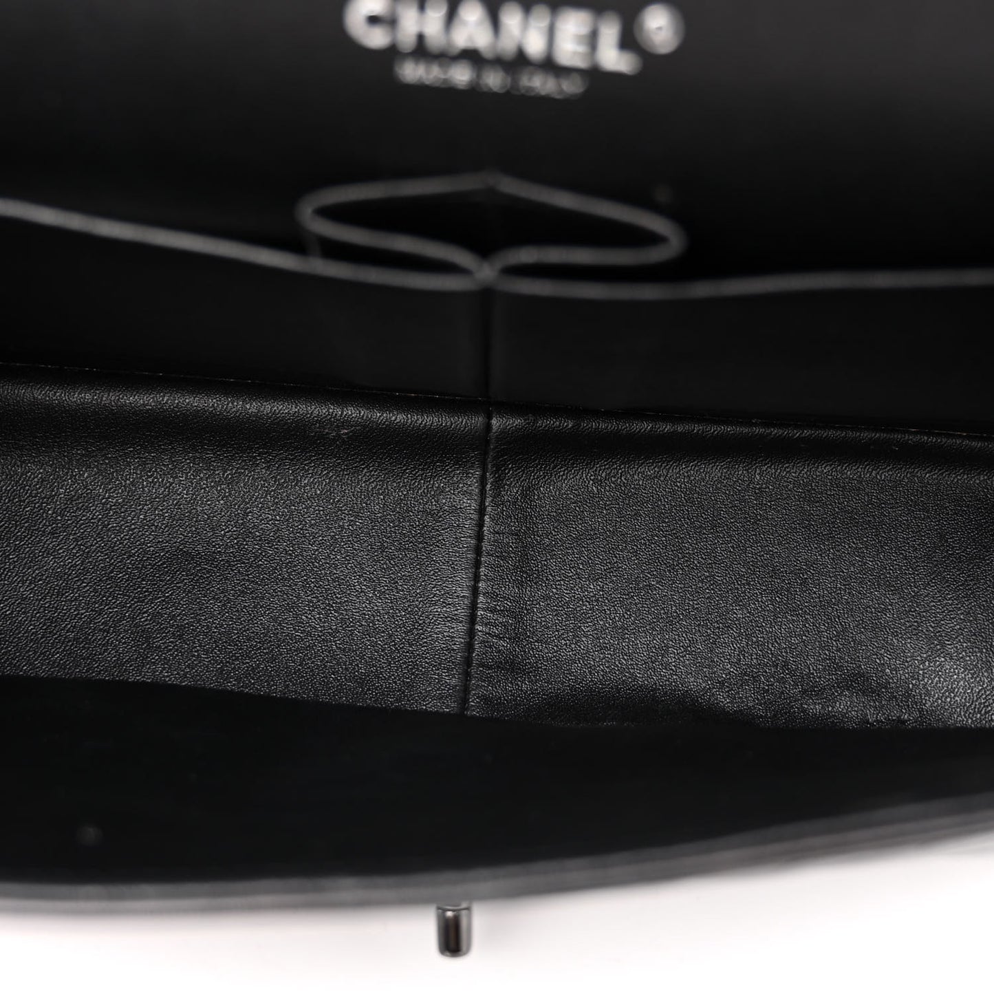 Lambskin Chevron Quilted Jumbo Double Flap So Black