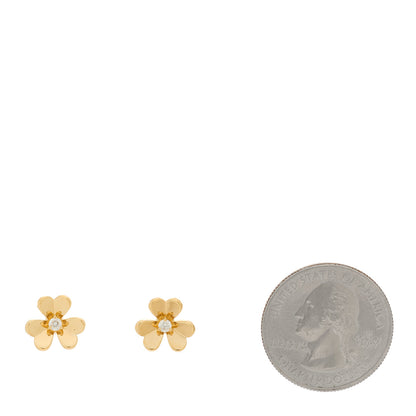 Van Cleef & Arpels 18K Yellow Gold Diamond Mini Frivole Earrings 2 of 5