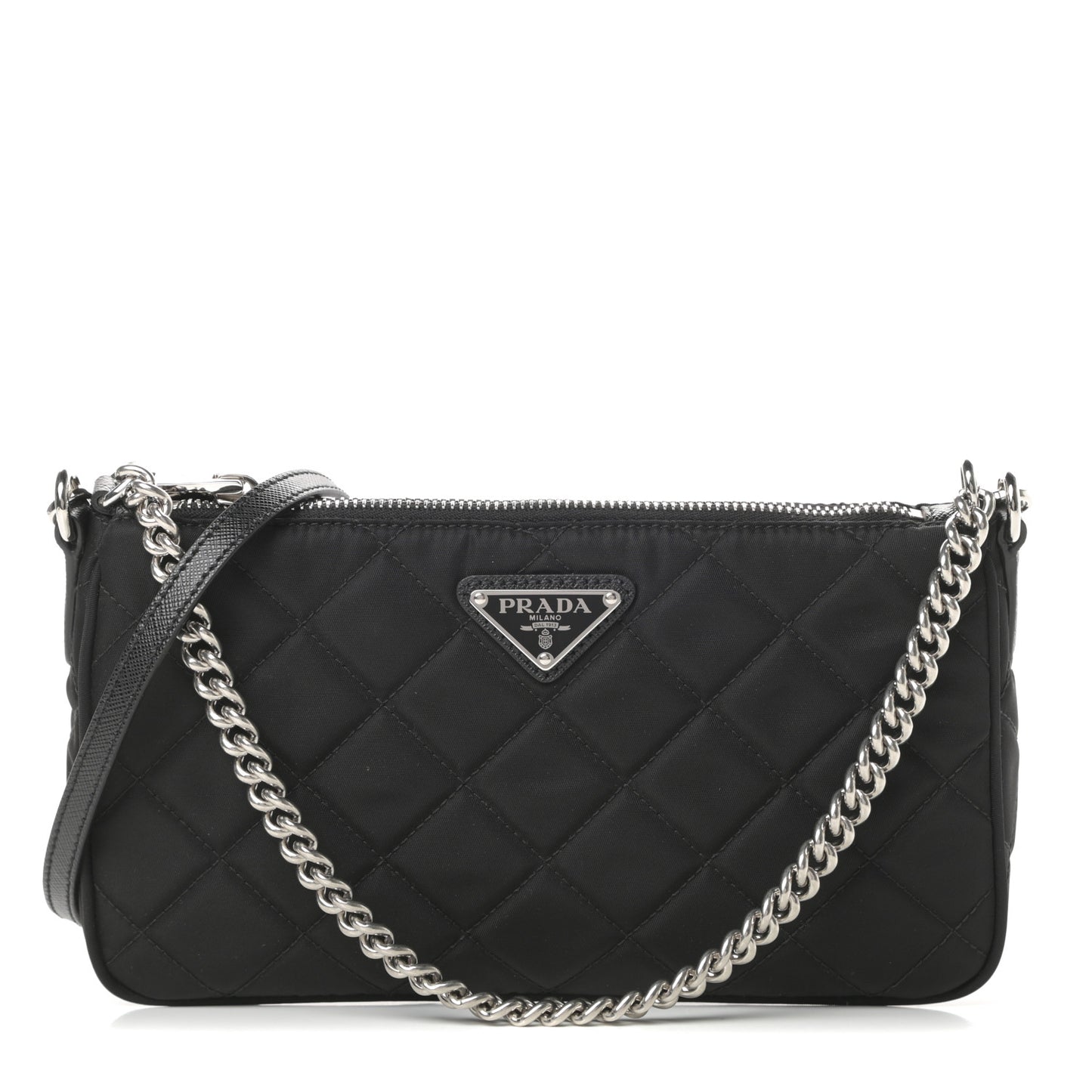 Nylon Tessuto Impuntu Quilted Crossbody Bag Black