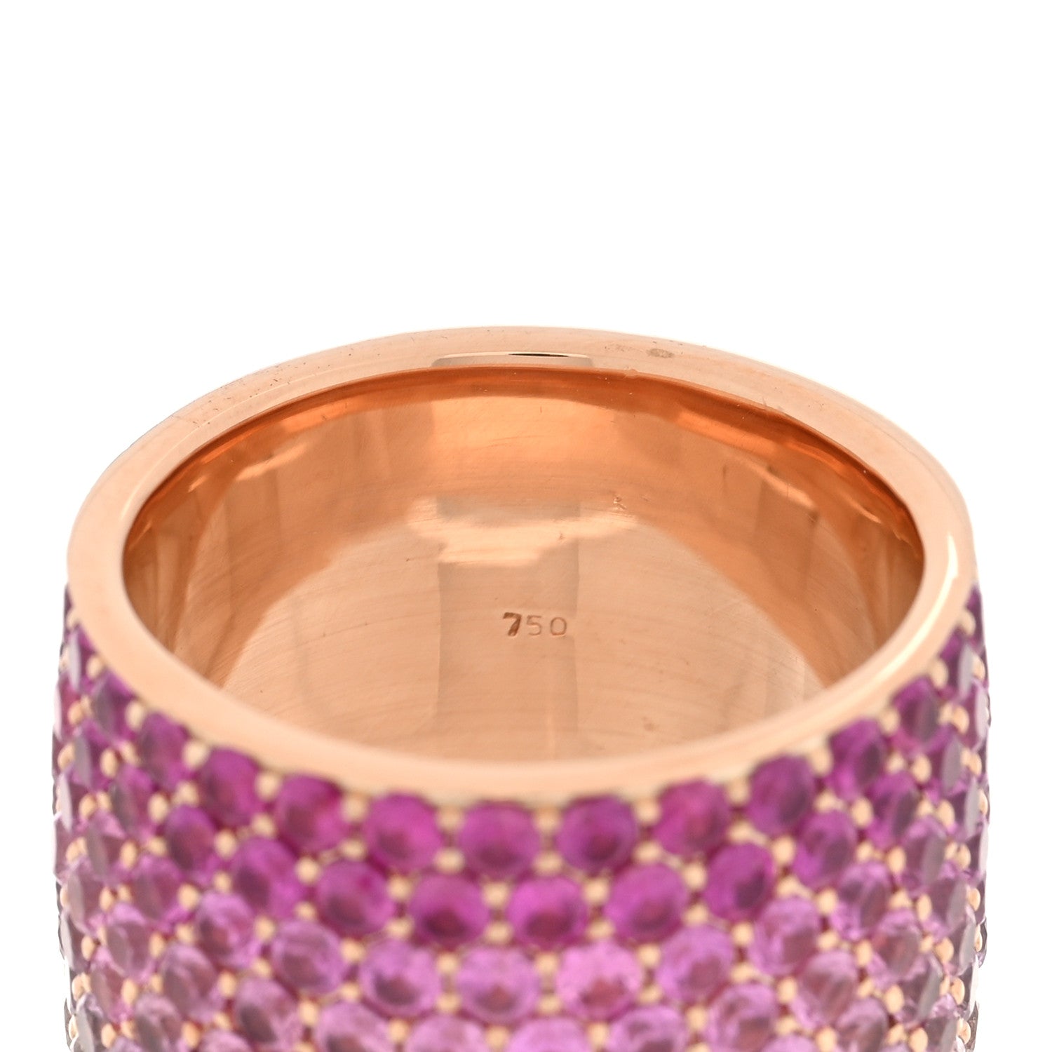 Parker & West by FASHIONPHILE 18K Yellow Gold Pink White Sapphire Flamingo Ombre Cigar Ring 54 7 7 of 9