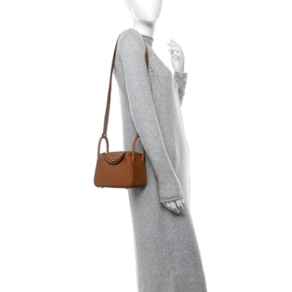 Hermes Taurillon Clemence Mini Lindy 20 Gold 2 of 13