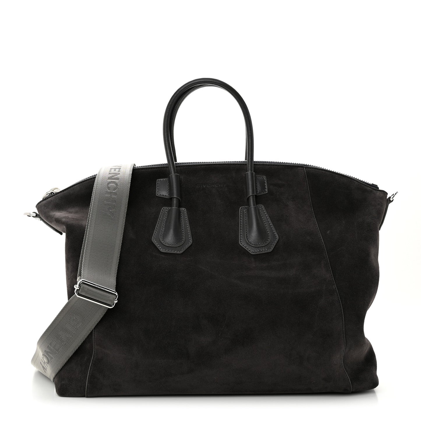 Suede Large Antigona Sport Top Handle Bag Brown