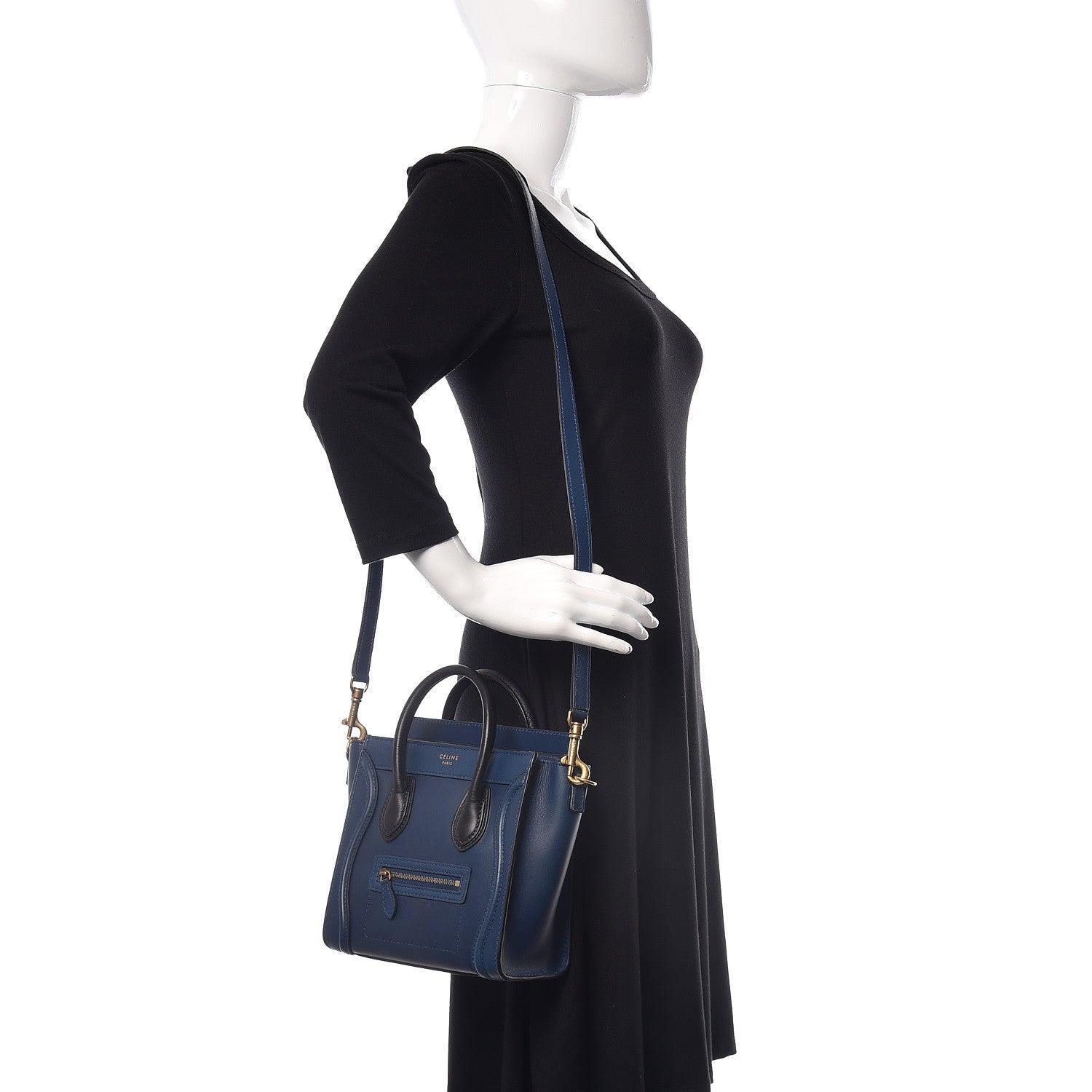 Celine Smooth Calfskin Nano Luggage Ocean Blue 2 of 9