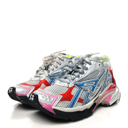 Balenciaga Mesh Rubber Womens Runner Sneakers 37 White Red Blue Pink 3 of 10