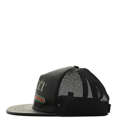 Gucci Grained Calfskin Logo Baseball Hat L Black 2 of 6