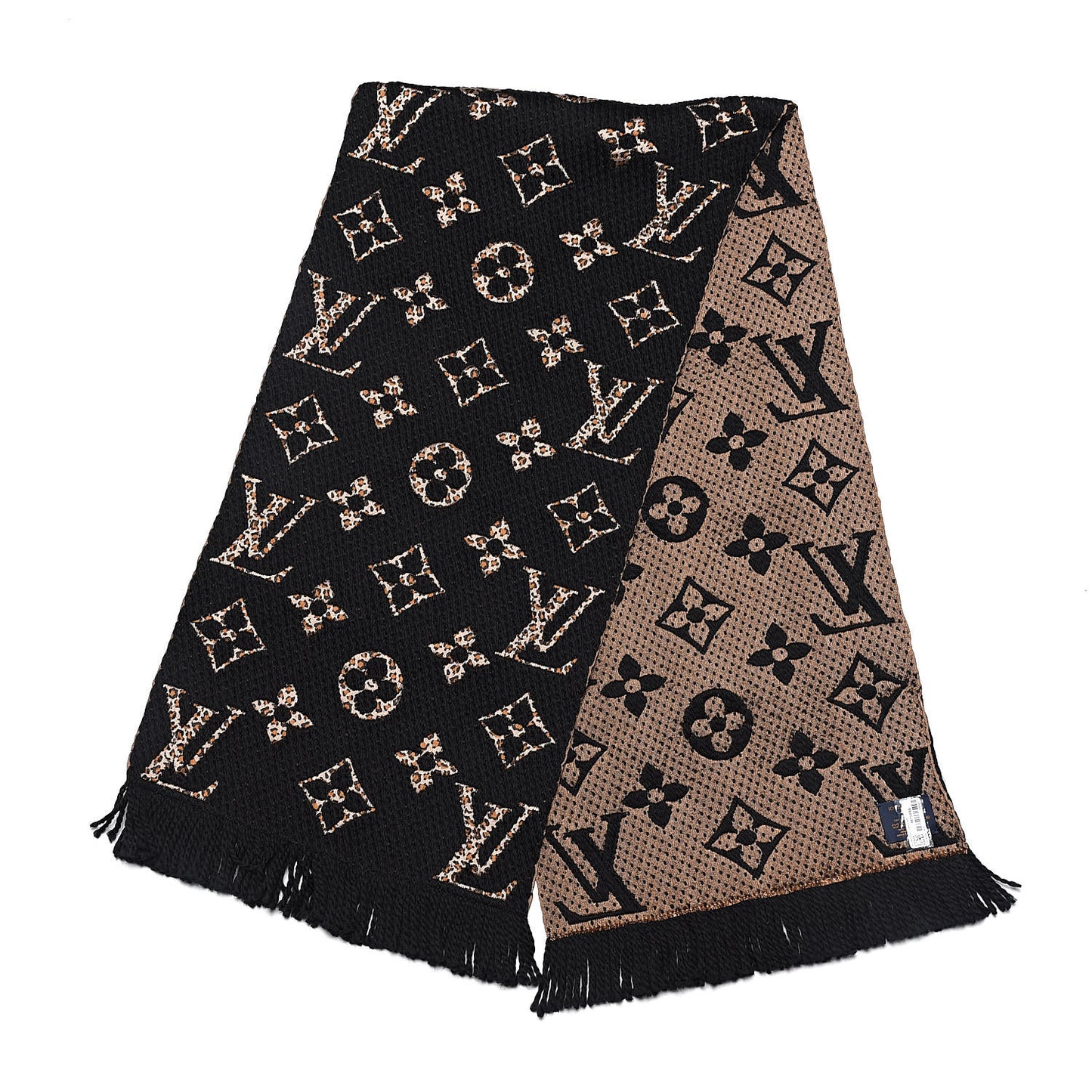 Wool Silk Monogram Giant Jungle Logomania Shine Scarf Black