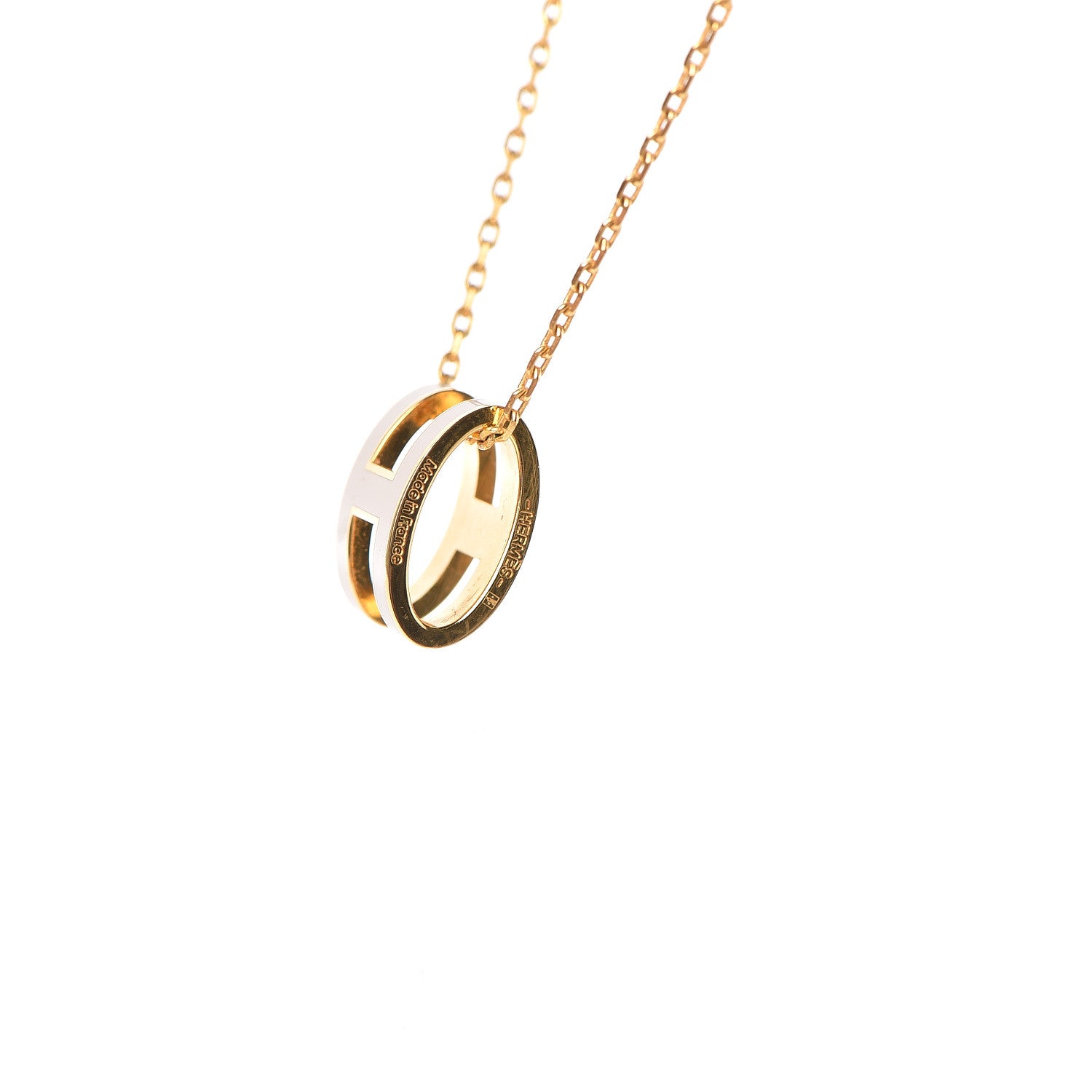 Hermes Lacquered Gold Pop H Pendant Necklace Marron Glace 4 of 6