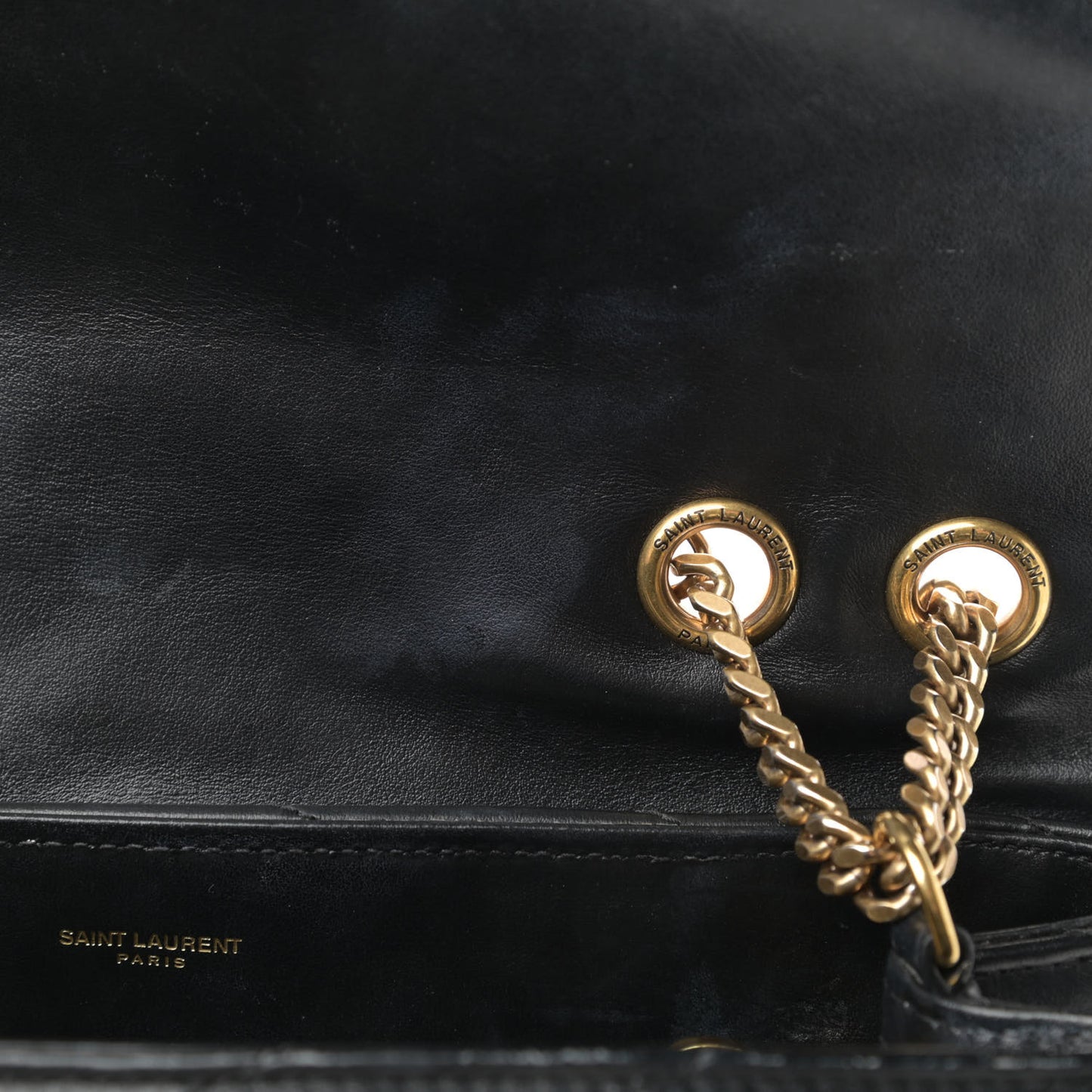 Calfskin Y Quilted Monogram Medium Loulou Chain Satchel Black