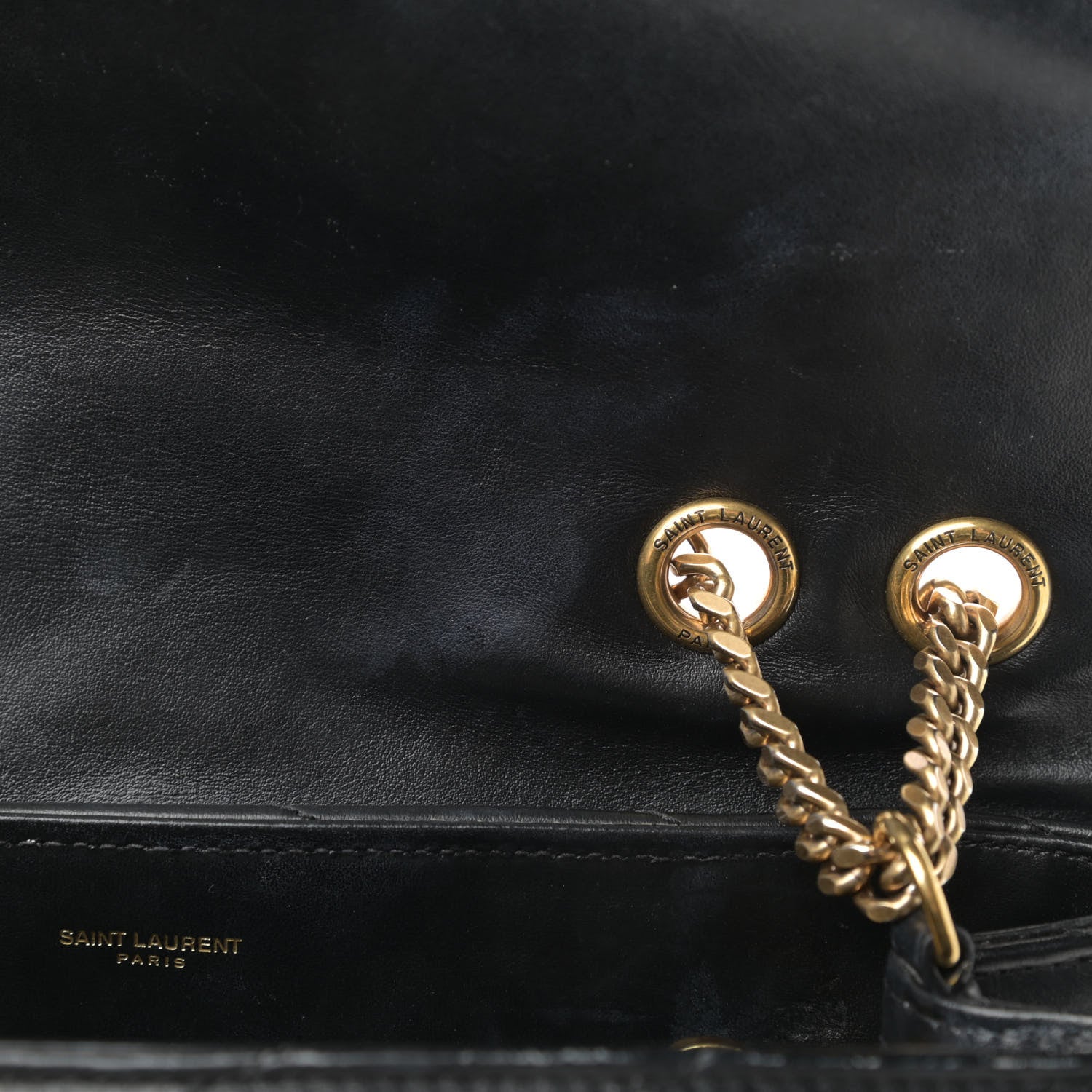 Saint Laurent Calfskin Y Quilted Monogram Medium Loulou Chain Satchel Black 14 of 17