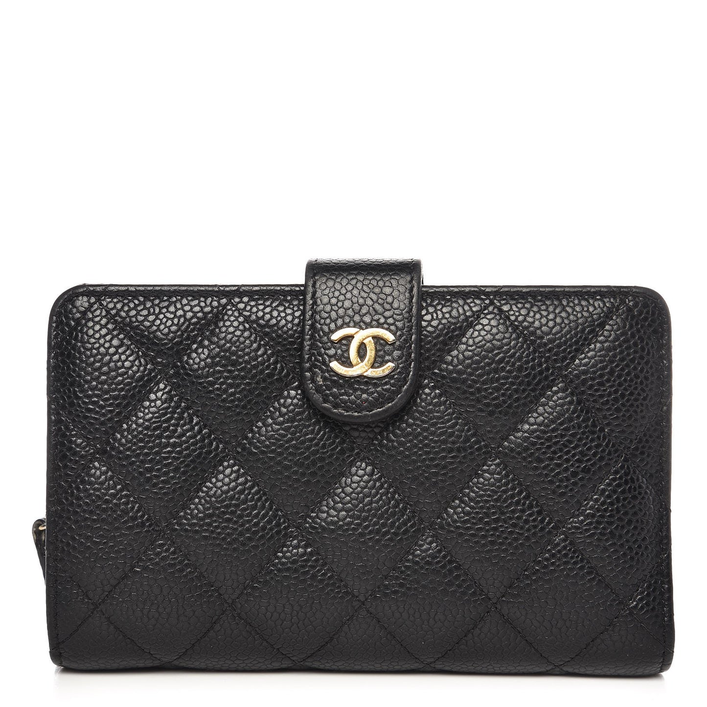 Caviar Quilted Zipped Pocket Wallet Black