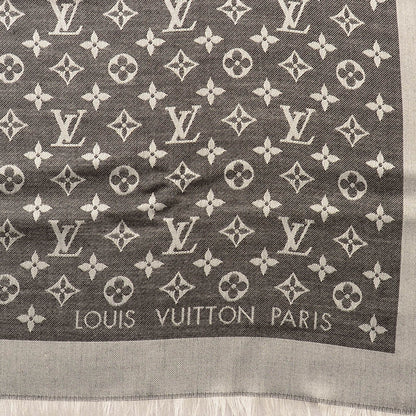 Louis Vuitton Wool Silk Monogram Denim Shawl Black 4 of 5