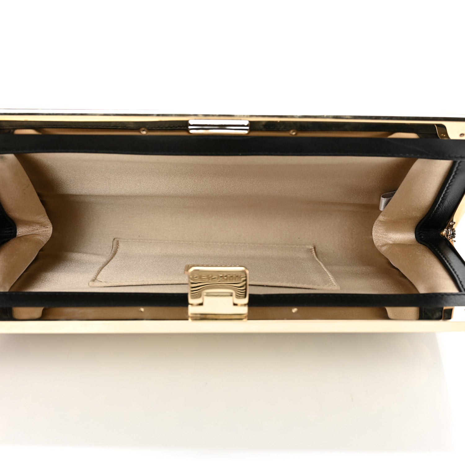 Jimmy Choo Calfskin Metallic Clutch Black Gold 5 of 10
