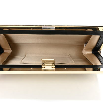 Jimmy Choo Calfskin Metallic Clutch Black Gold 5 of 10
