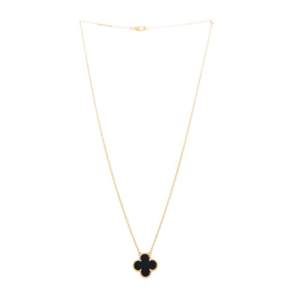 Van Cleef & Arpels VAN CLEEF &amp; ARPELS 18K Yellow Gold Black Onyx Vintage Alhambra Pendant Necklace 3 of 6