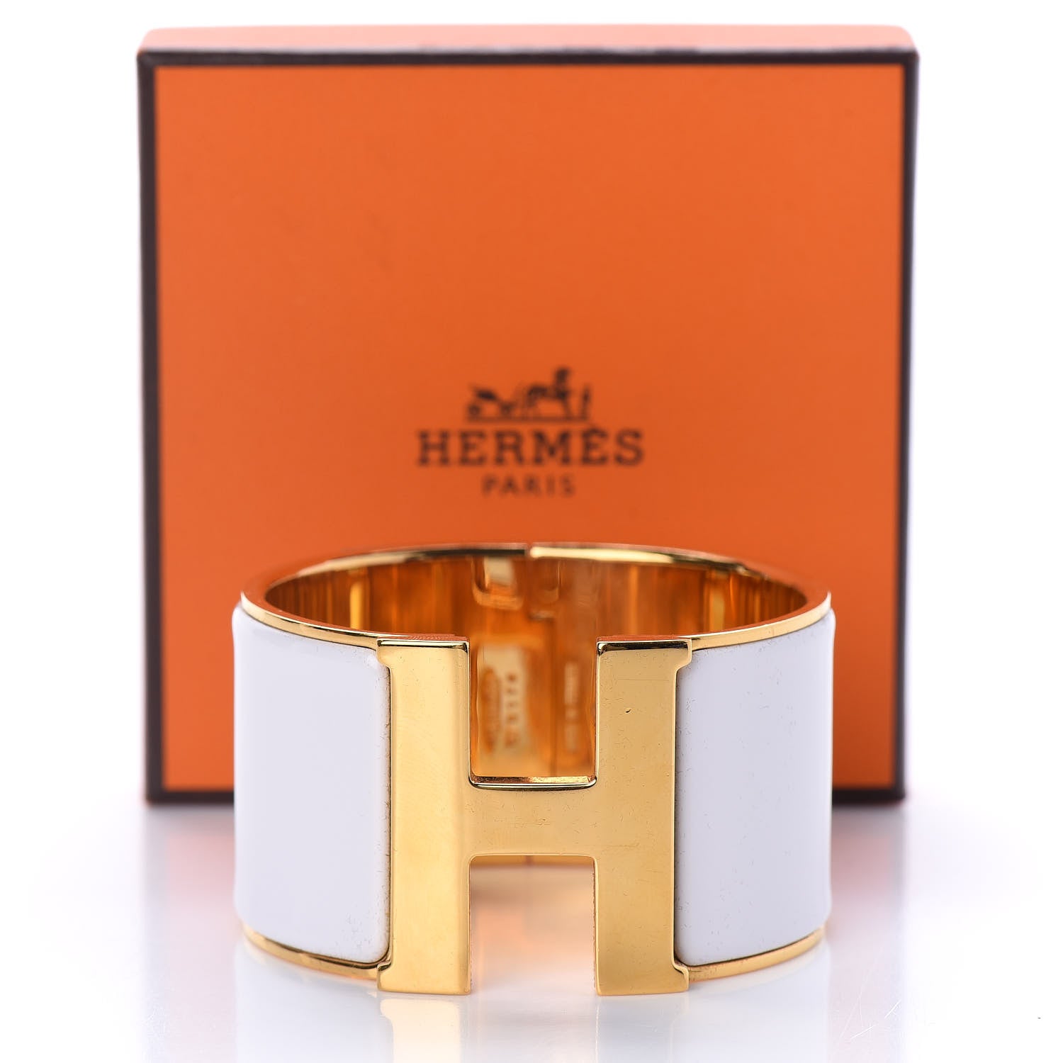 Hermes Enamel Extra Wide Clic Clac H Bracelet PM White 5 of 5