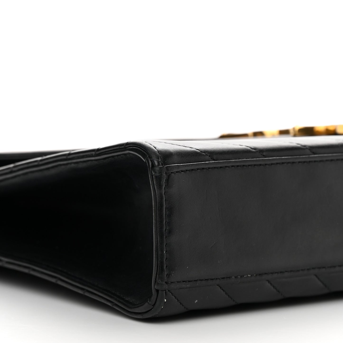 Smooth Calfskin Matelasse Chevron Large Monogram Satchel Black
