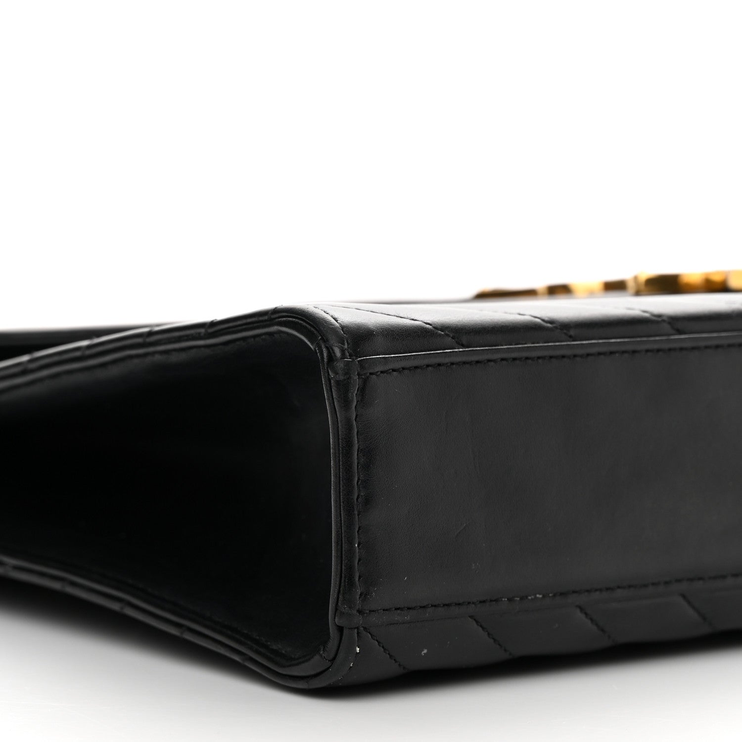 Saint Laurent Smooth Calfskin Matelasse Chevron Large Monogram Satchel Black 9 of 19