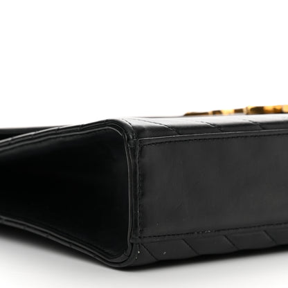 Saint Laurent Smooth Calfskin Matelasse Chevron Large Monogram Satchel Black 9 of 19