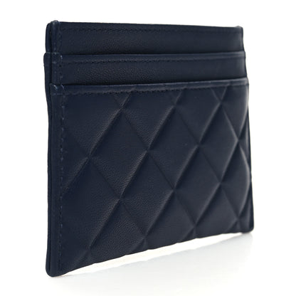 Chanel Lambskin Diamond Quilted CC Card Holder Navy 3 of 10