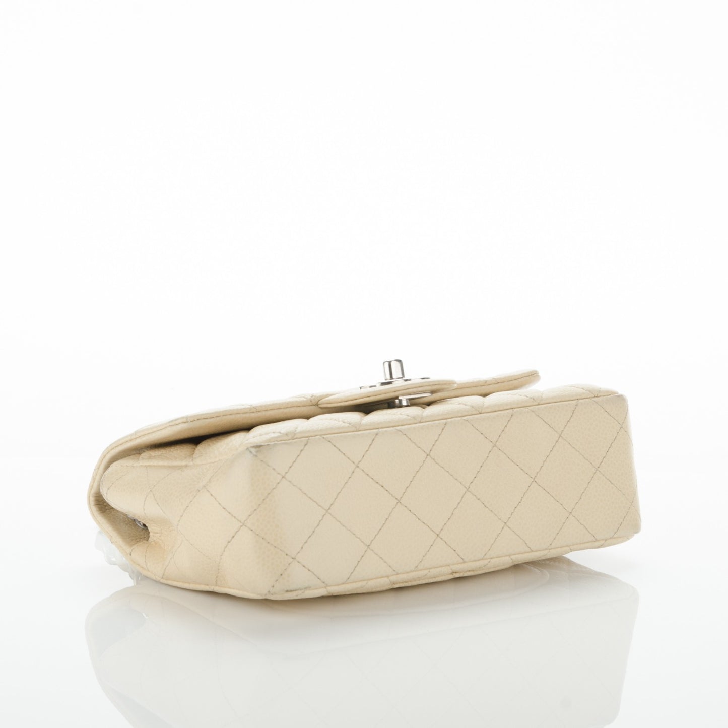 Caviar Quilted Mini Rectangular Flap Beige Clair