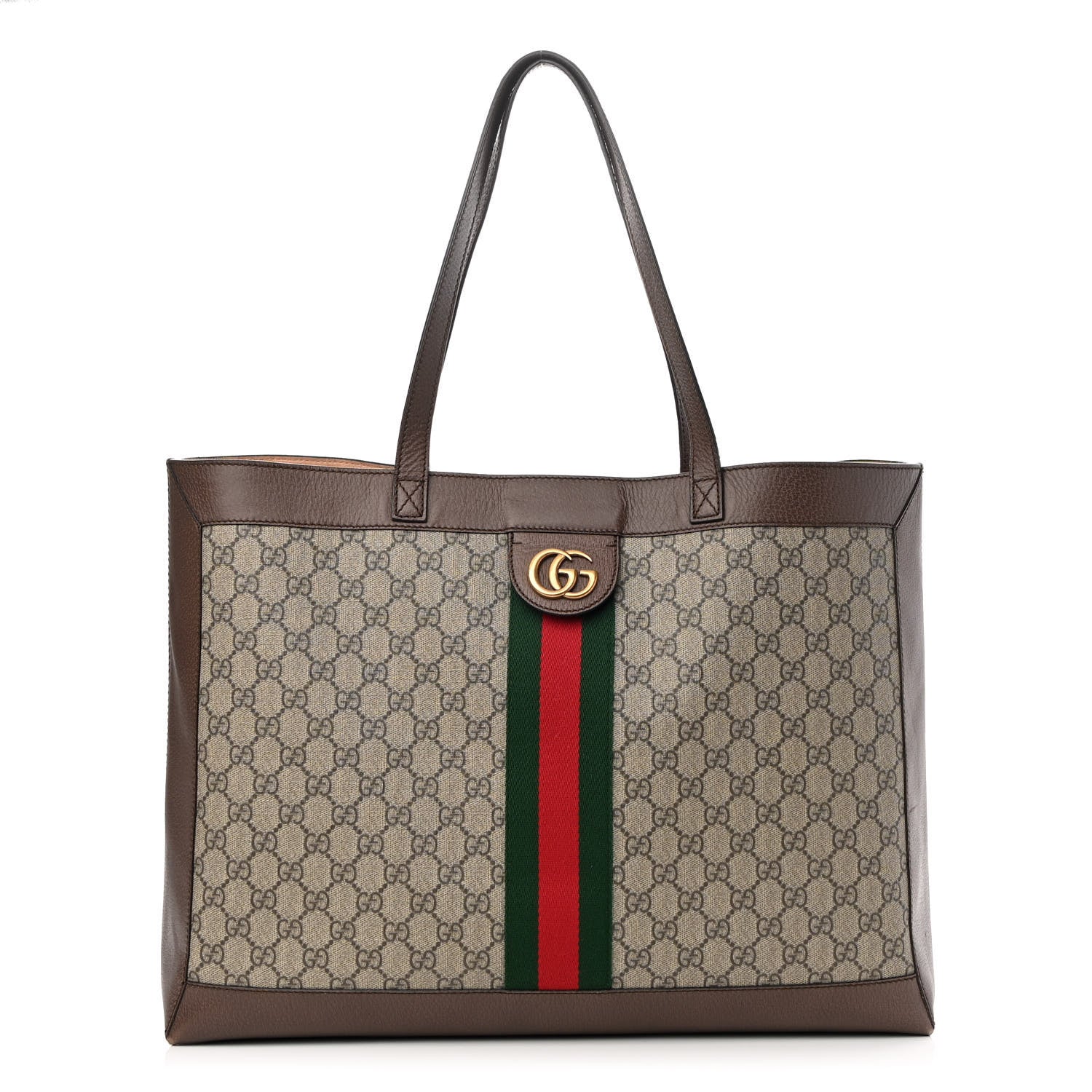 Gucci GG Supreme Monogram Web Ophidia Tote Brown 3 of 13